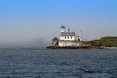 Rose Island Lighthouse as Fog Begins to Lift in Newport Harbor